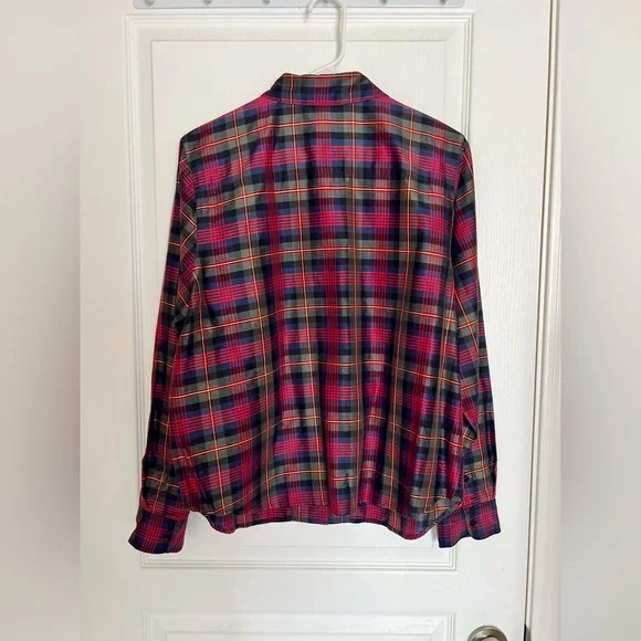 Lauren Ralph Lauren Silk Plaid Button Down Shirt - Picture 2 of 5